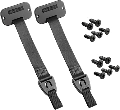 Retractable Rod Straps for Fishing Rods, Gunwale/Deck Mount Self-Retracting Tie-Down Straps, F14200 Rod Saver Strap Fishing Rod Holder, Fishing Pole Holders for Boat Deck, Black