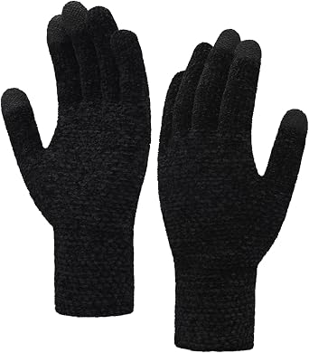 Winter Gloves for Women - Warm gloves for cold weather with Touchscreen Fingers, Elastic Cuff Womens Chenille Gloves