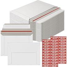 25 Pack Rigid Mailers 4.5x6.5 Inch Self Seal Document Mailers, Protective Flat Cardboard Sturdy White Photography Envelopes for Trading Card, Photos, Document, Coins, Stamps
