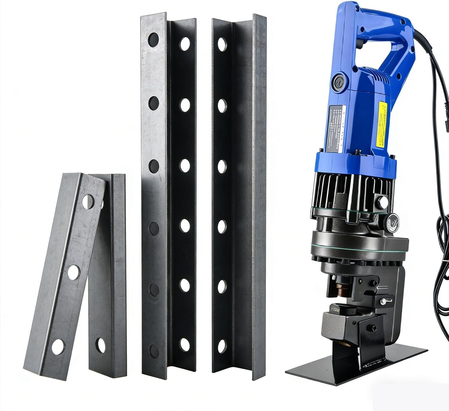 Portable Hydraulic Hole Puncher, Electric Punching Tool,for Steel, Iron, Aluminum,Handles Angle Steel 4-6# and Channel Steel 10#,with 5 Standard Dies for Fast Accurate Hole Punching