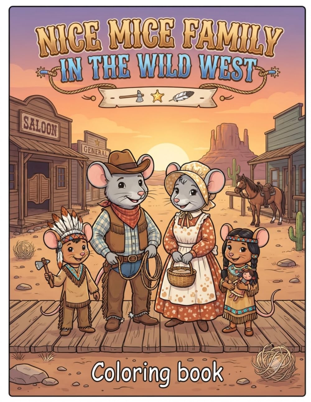 Nice Mice Family in the Wild West: Charming Wild West Coloring Pages: Join the Mice Family on a Fun Journey Through the Old West