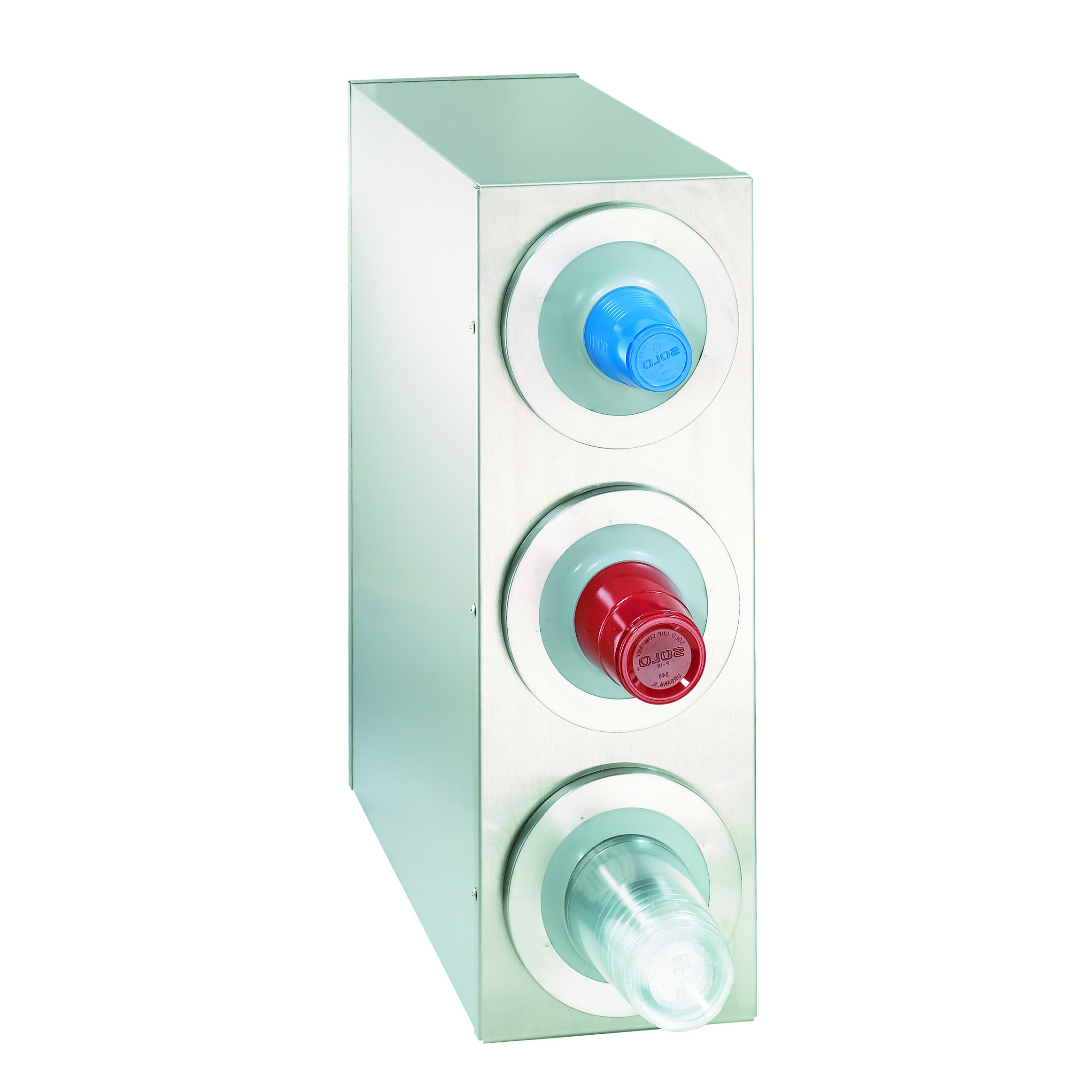 Countertop Cup Dispensing Cabinet with (3) BFL-2F Stainless Steel Cup Dispensers by DISPENSE-RITE – Stainless Steel, Model BFL-R-3SS