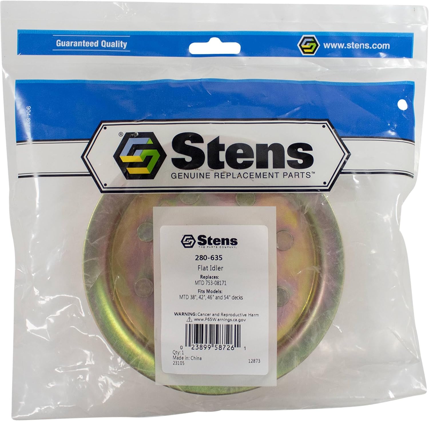 Stens 280-635 Flat Idler Compatible with/Replacement for MTD 38", 42", 46" and 54" Decks 753-08068A, 753-08171, 756-04129, 756-04129B, 756-04129C, 956-04129, 956-04129C 1" Height, Metal Material