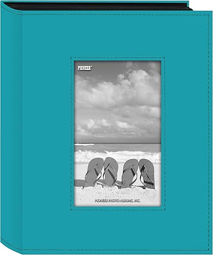 Pioneer FRM-246CB - Álbum de fotos con marco de piel sintética cosida, color azul brillante