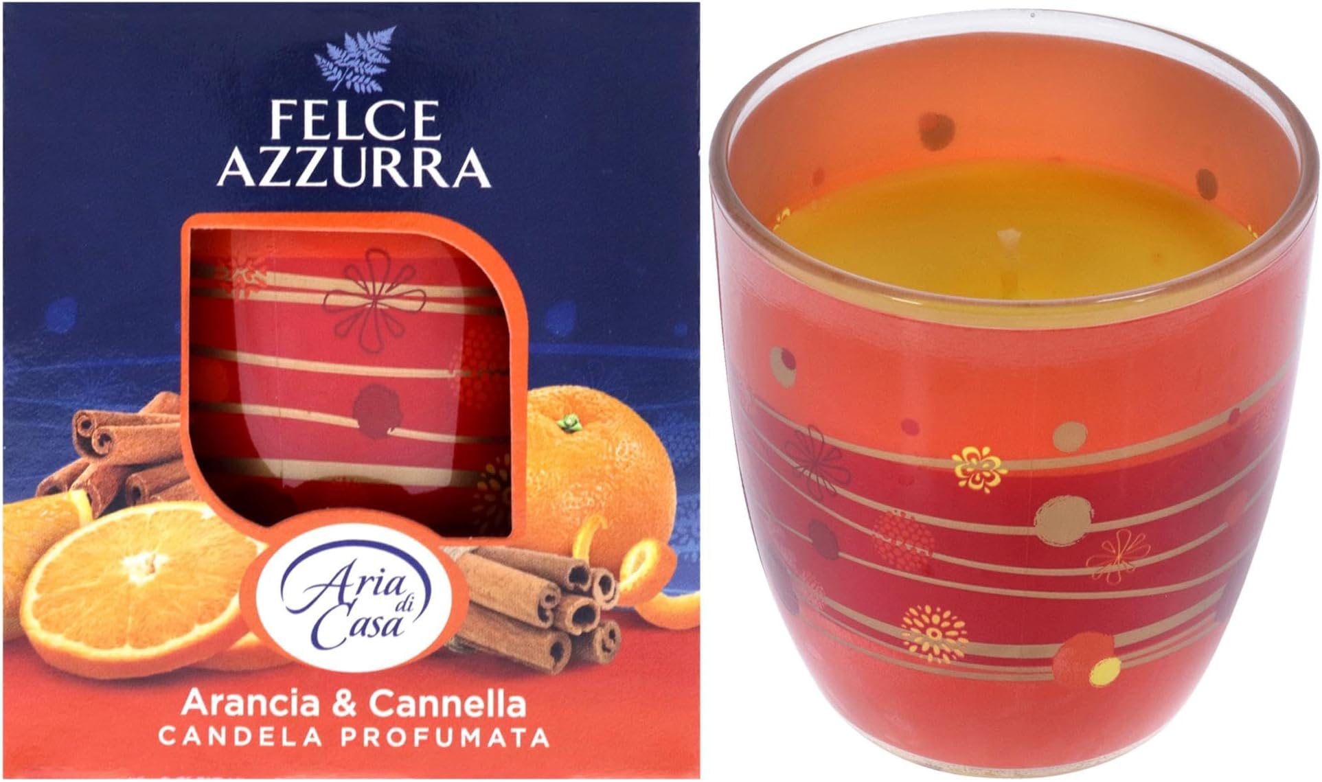 Felce AzzurraScented Candle - Light, Delicate and Persistent Aroma - Top Notes of Sweet Citrus - Guarantees 30 Hours of Intense Fragrance - For Home Decoration - Orange and Cinnamon - 4.2 oz