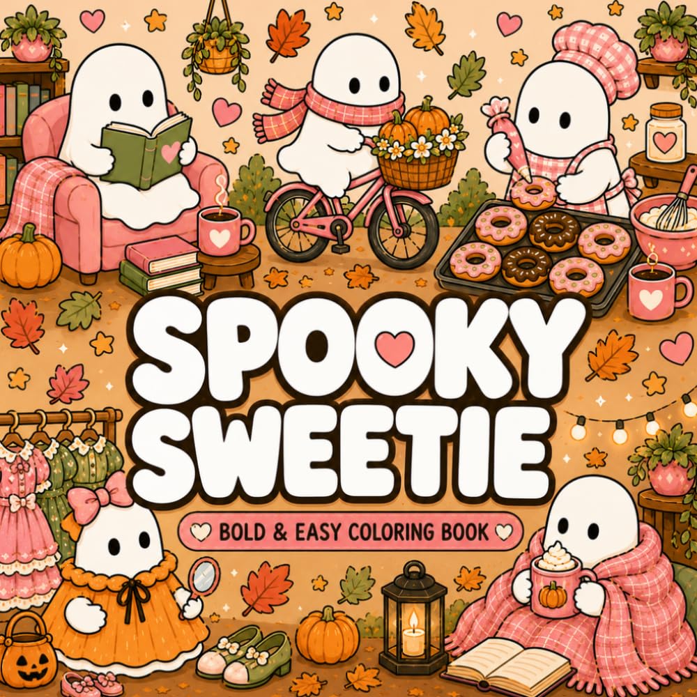 Spooky Sweetie: A Cute & Cozy Coloring Book for Adults and Teens | Bold & Easy Ghosts, Pumpkins, Fall Fun, and Relaxing Autumn Scenes
