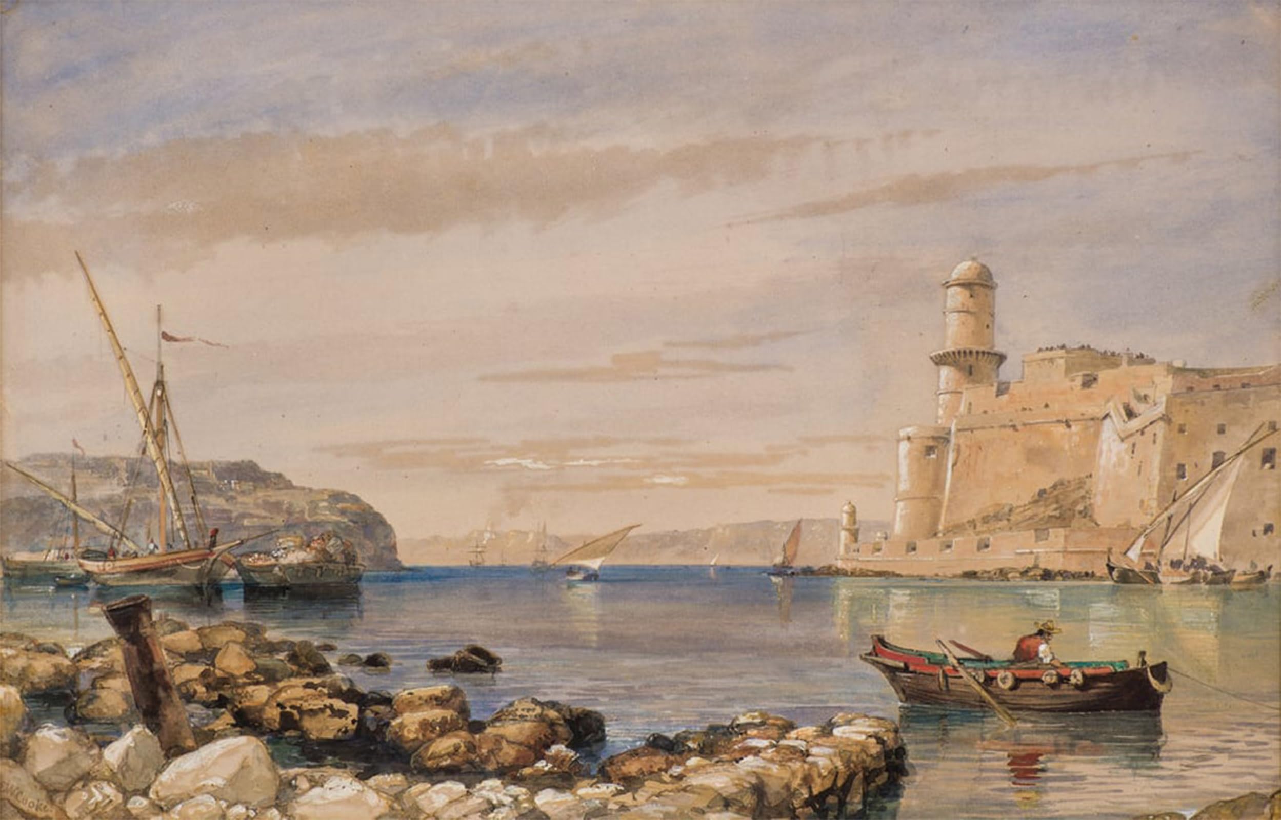 POSTERIIk Vintage Art Print Images Pictures Print Fortress and Harbour by Edward William Cooke Modern Colour Posters for Office Home Decor 60x90cm