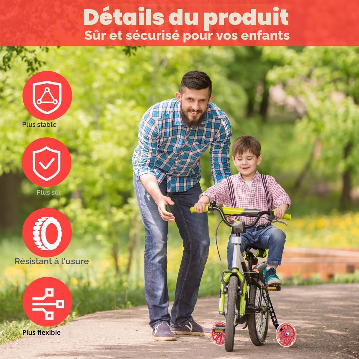 Roulettes Stabilisatrices Universelles 12-20 Pouces pour Vélo Enfant