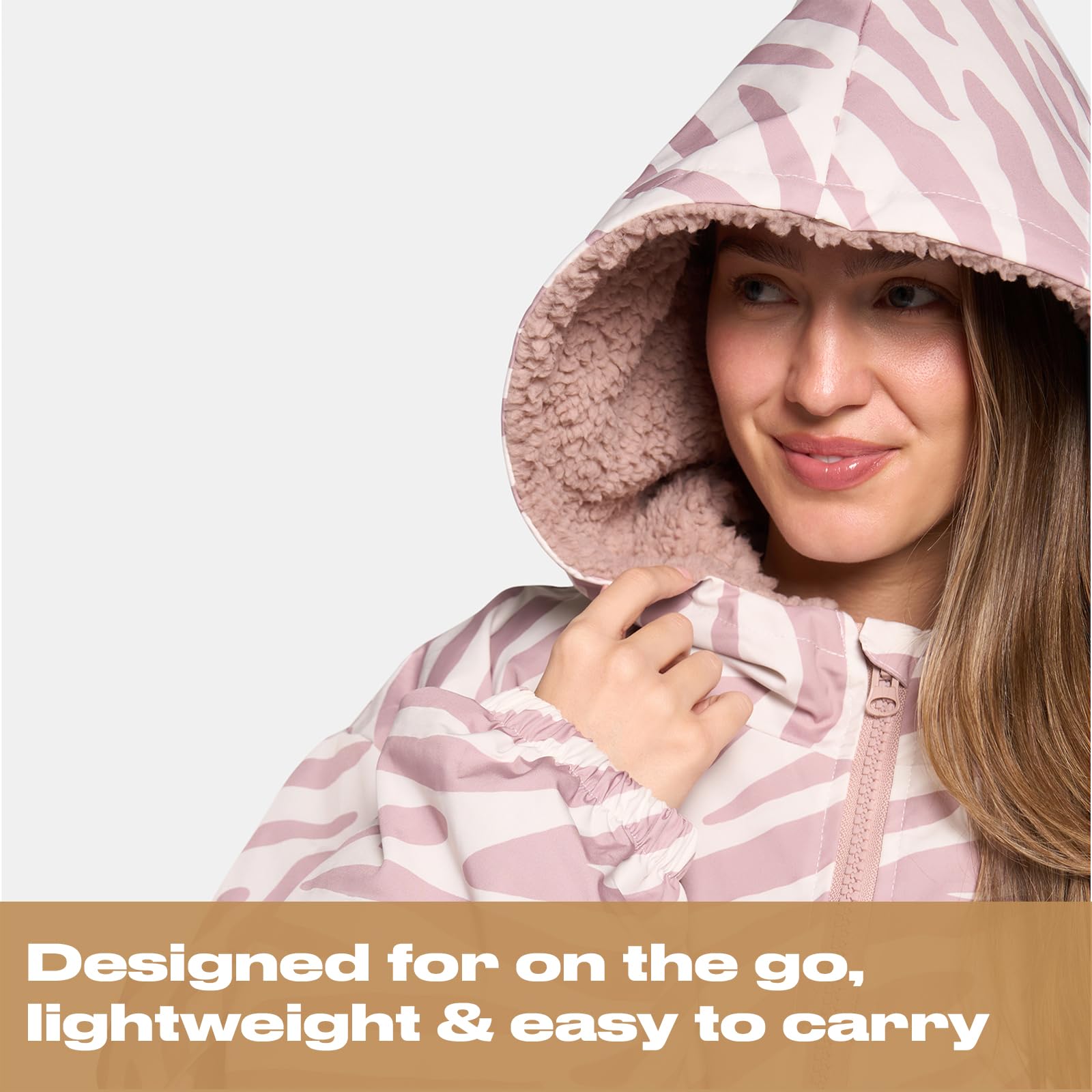 OHS Adults Drying Robe, Gifts for Mum Outdoor Waterproof Changing Robe Womens Jacket Comfy Sherpa Privacy Robes for Women Men, Stay Dry Swimming Camping Drying Robes - S/M, L/XL — view 7