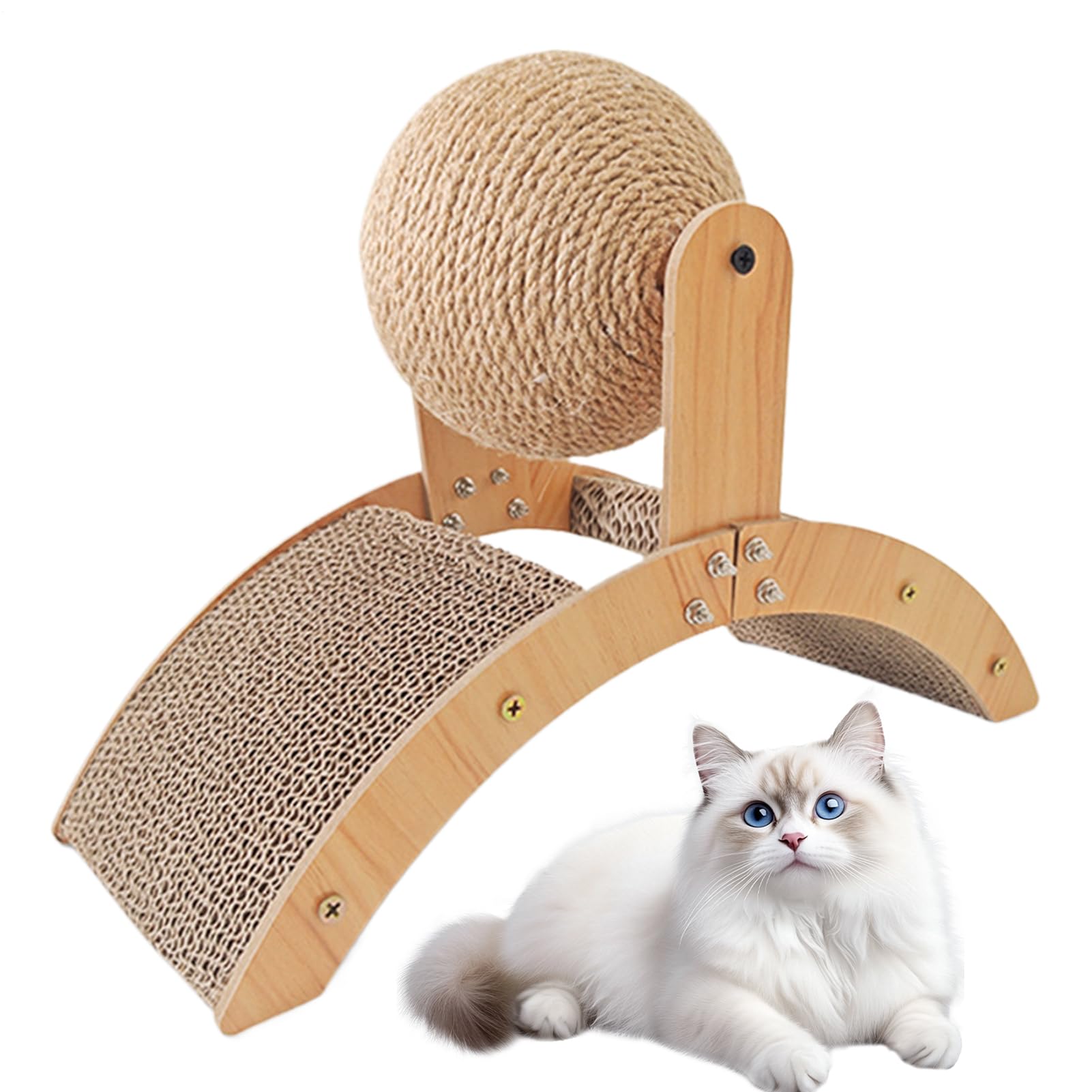 Griffoir pour chaton et chat d'intérieur avec arche d'activités en bois de sisal