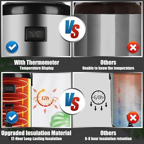 Miniatura 3 de Dispensador de bebidas aislado de 12 cuartos de galón  3.2 galones, dispensador de bebidas de acero inoxidable dispensador de bebidas frías y