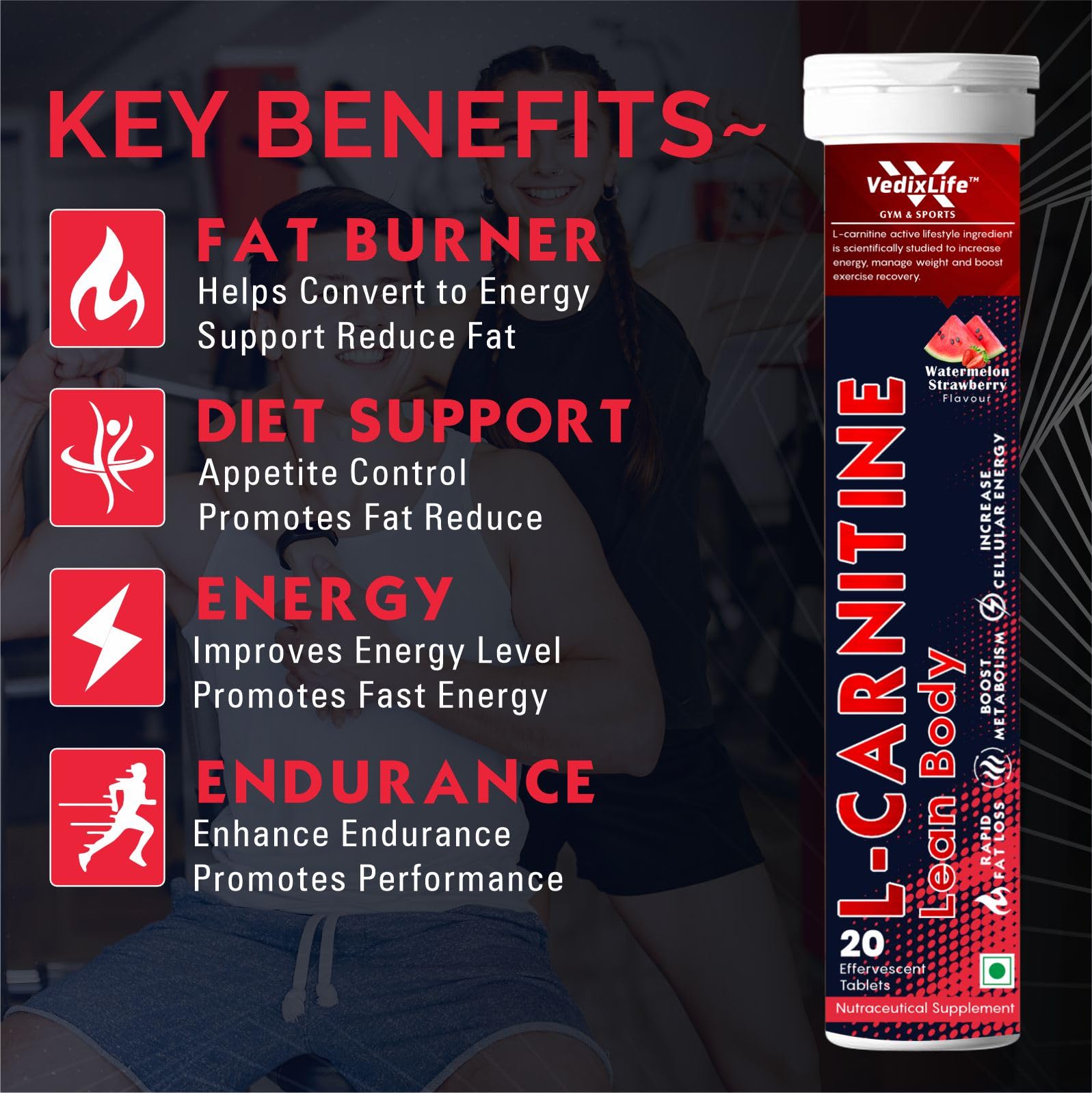 L-Carnitine Lean Body - Helps Convert Fat into Energy, 2000 mg