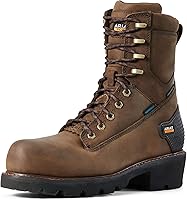 Ariat Men's Powerline 8" Waterproof Work Boots - ASTM Rated Soft Toe for Linemen, Loggers & Construction
