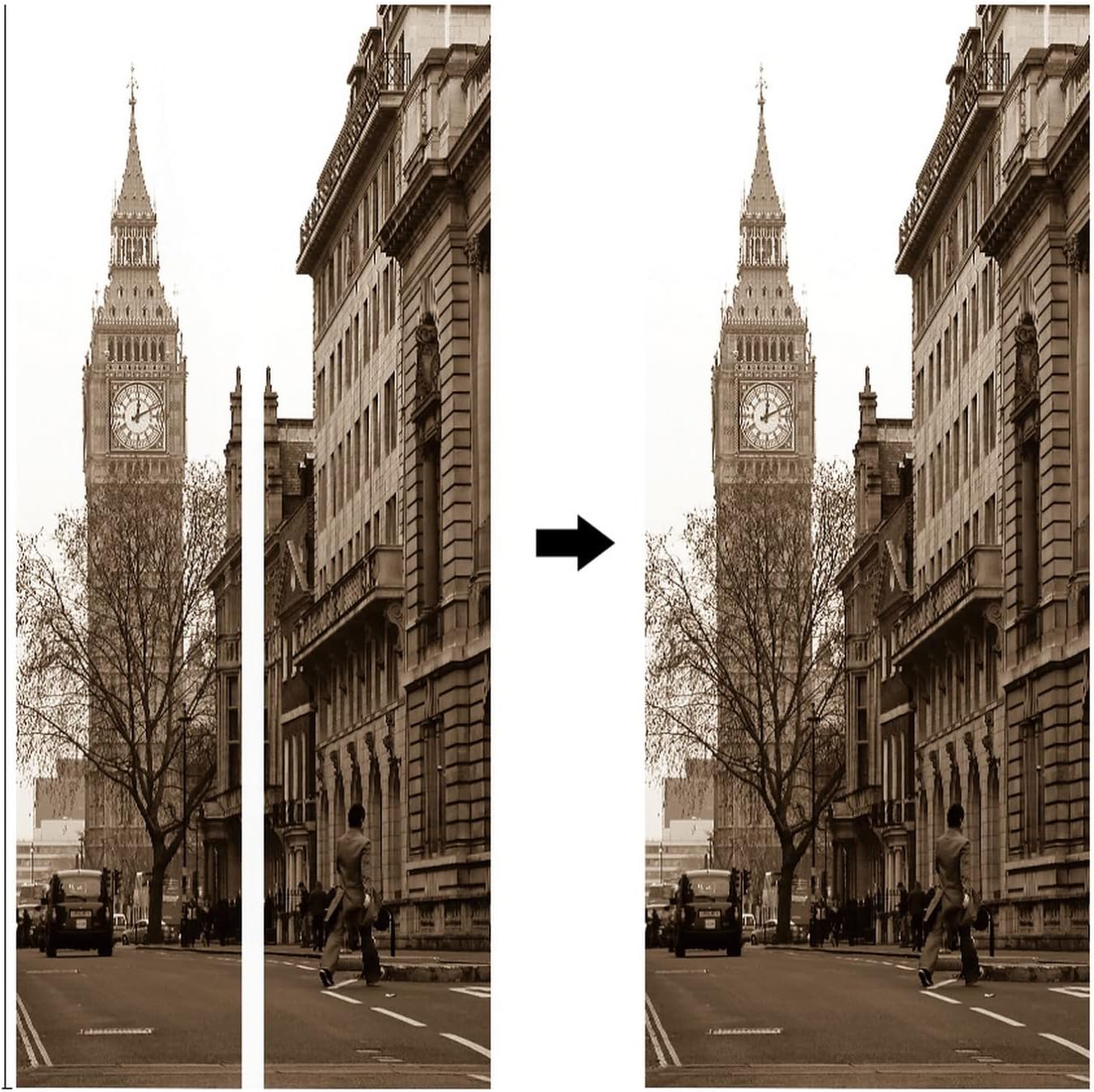 A.Monamour 3D Door Stickers for Interior Doors London Street Scene with Big Ben Vinyl Waterproof Self Adhesive Door Mural Decals for Bedroom Office Bathroom 90 x 200 cm