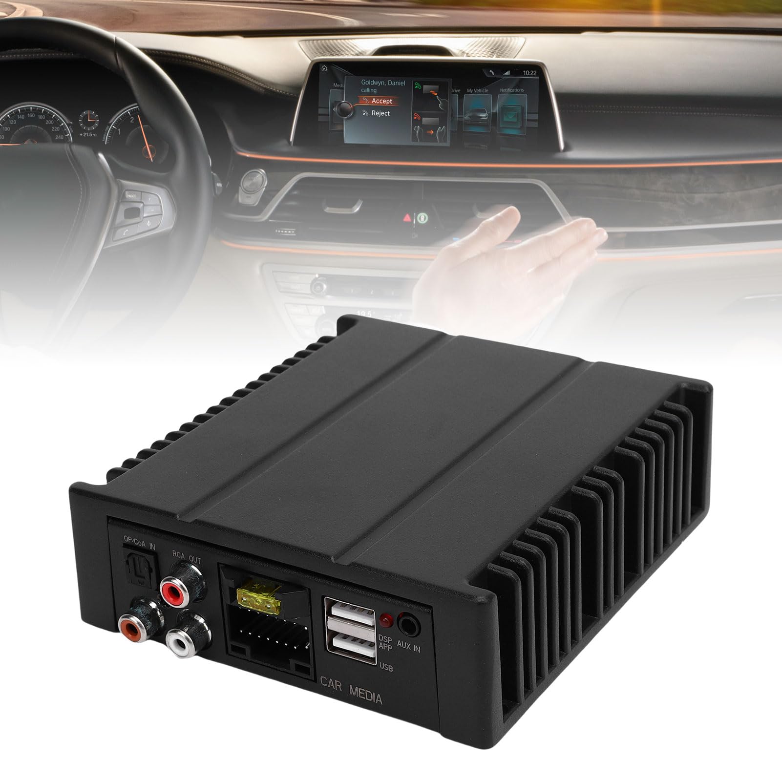 Acouto Samochodowy Wzmacniacz Mocy z 2 Mikrofonami 4x80 W, Obsługa Dolnoprzepustowego Sygnału Górnoprzepustowego, Koncentryczny Wzmacniacz Samochodowy USB, Efekt Wzmacniacza Samochodowego, Mocy,