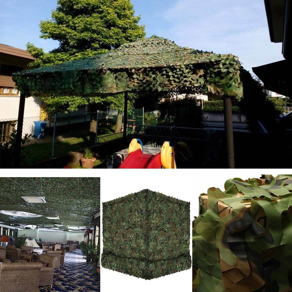Malla de Camuflaje con Red de Soporte de Nylon, Red de Camuflaje para Sombreado de Coche y Jardín, Resistente para Caza y Observación de Aves