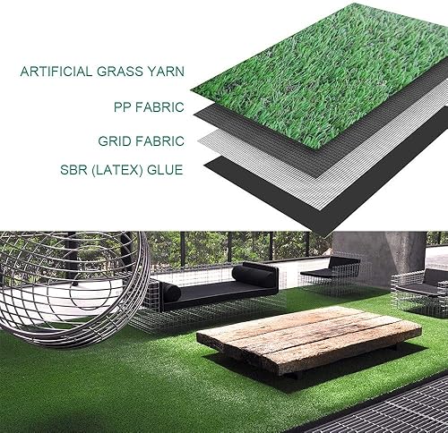 Miniatura 3 de Petgrow Alfombra de césped artificial sintético de 4 x 24 pies, 1.38 pulgadas, para exterioresinteriores, alfombra de césped artificial para perros,