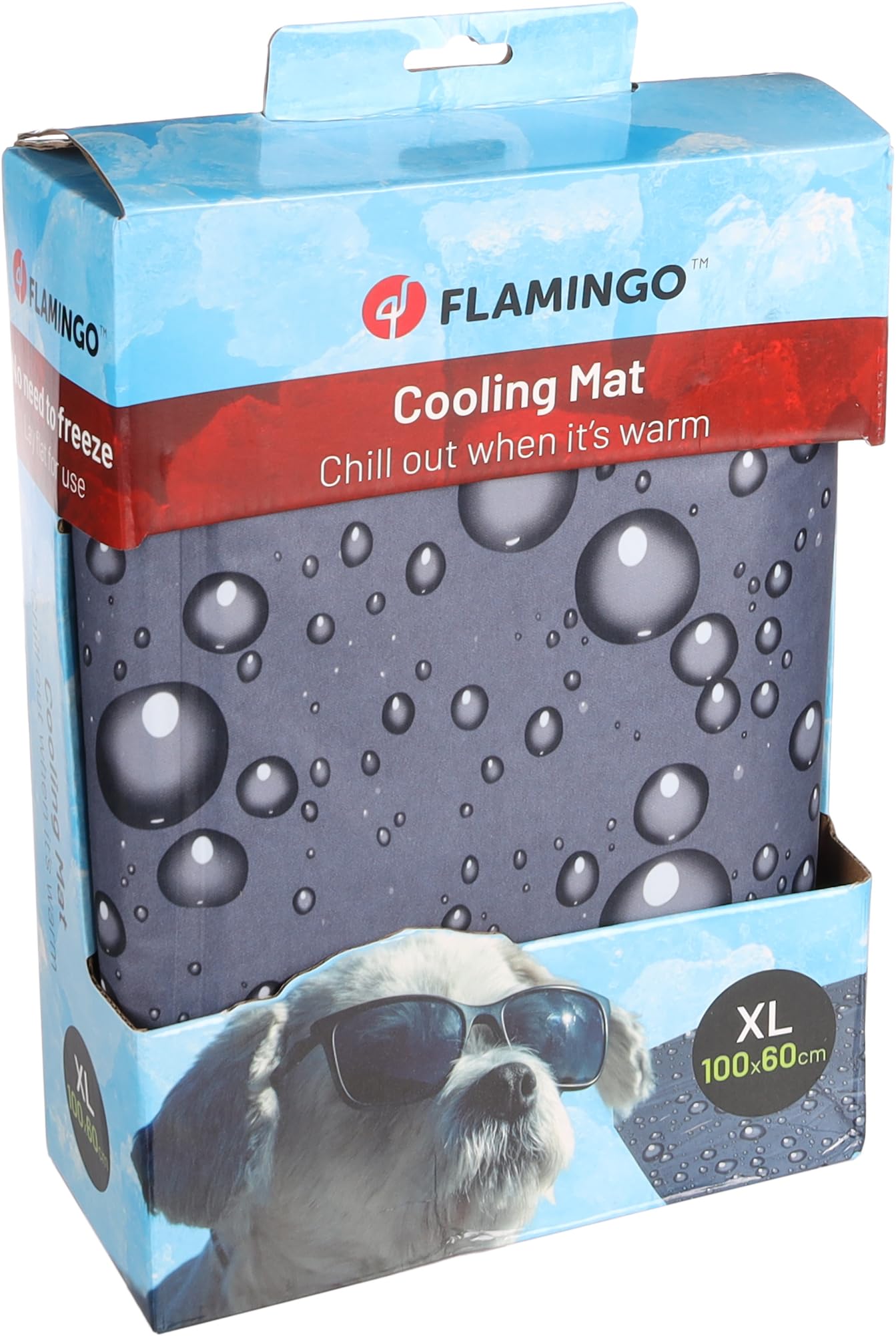 Flamingo Manta refrescante para Perros - Ideal como Alternativa Piscina Perros - Drop Gris XL - 100x60x0,6 cm - Impermeable - Plegable - Gel Seguro