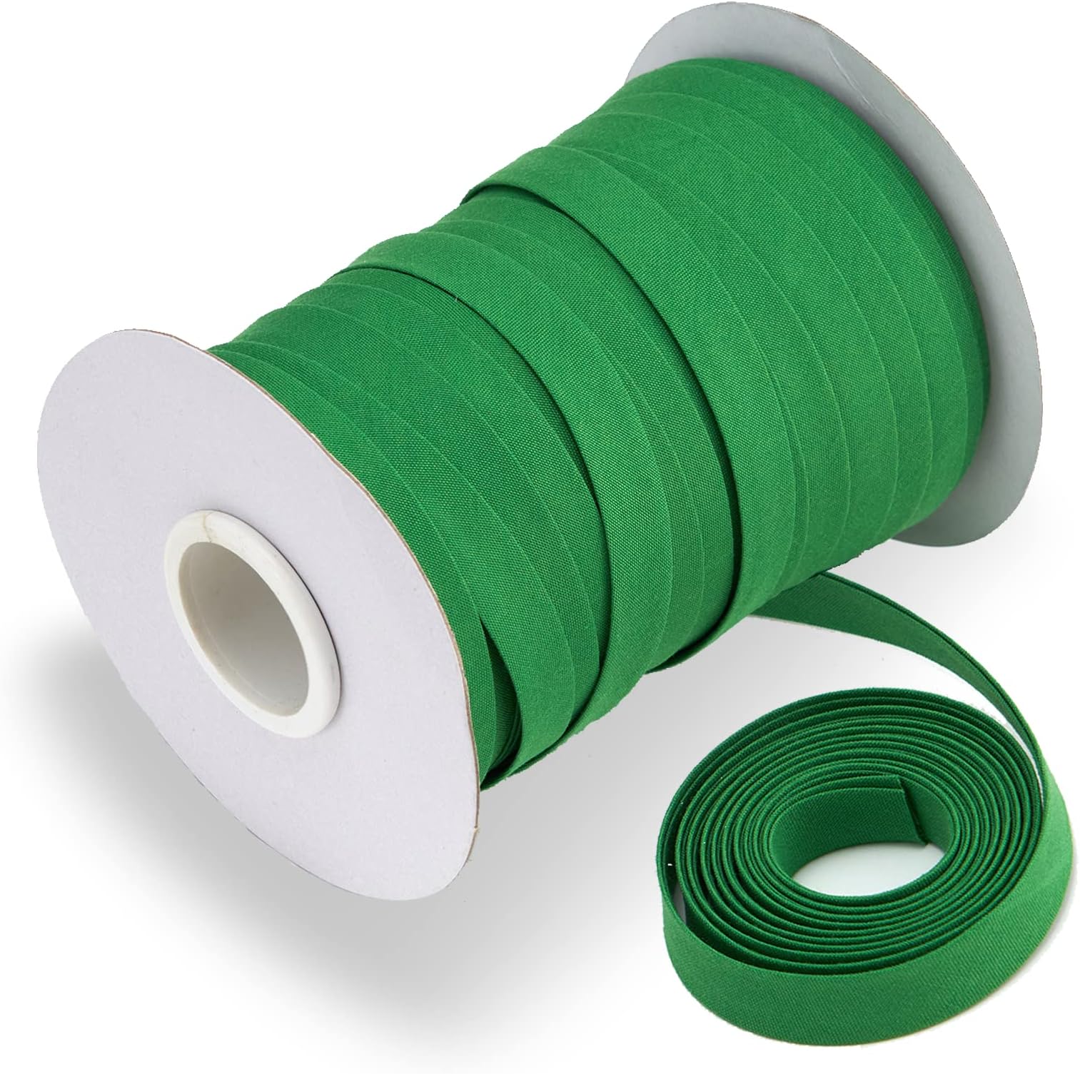Bias Tape, Double Fold Bias Tape 1/2 Inch Continuous Bulk Bias Tape for Sewing, Quilting, Binding, Hemming, Apparel Craft, Polyester, Non-Stretch(Green, 13mm, 55 Yards)
