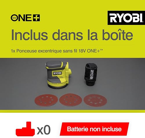 Ryobi Levigatrice Rotorbitale 18V ONE+, Diametro Disco 125mm, Velocità 10.000 Giri/Minuto, Diametro Orbita 2.5mm, 20.000 Oscillazioni al Minuto, Senza Batteria e Caricatore, RROS18-0 - 3