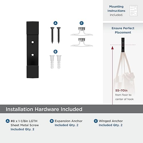 Miniatura 5 de Amerock H37009MB  Gancho decorativo de pared de doble punta Bray  Gancho negro mate para abrigos, sombreros, mochilas, bolsas  Ganchos para baño,