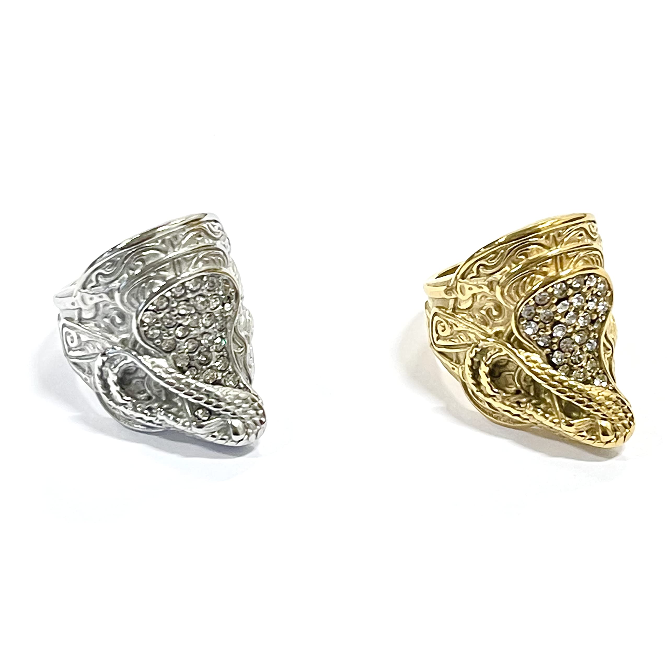 Touch Of Venetianicustomise Gold Silver Saddle Ring With Stones