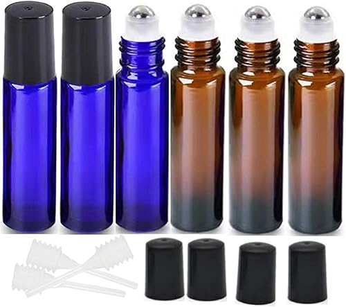 Botellas enrollables de aceite esencial, botellas de vidrio rellenables vacías, botella de vidrio a prueba de fugas, bolas de acero inoxidable para