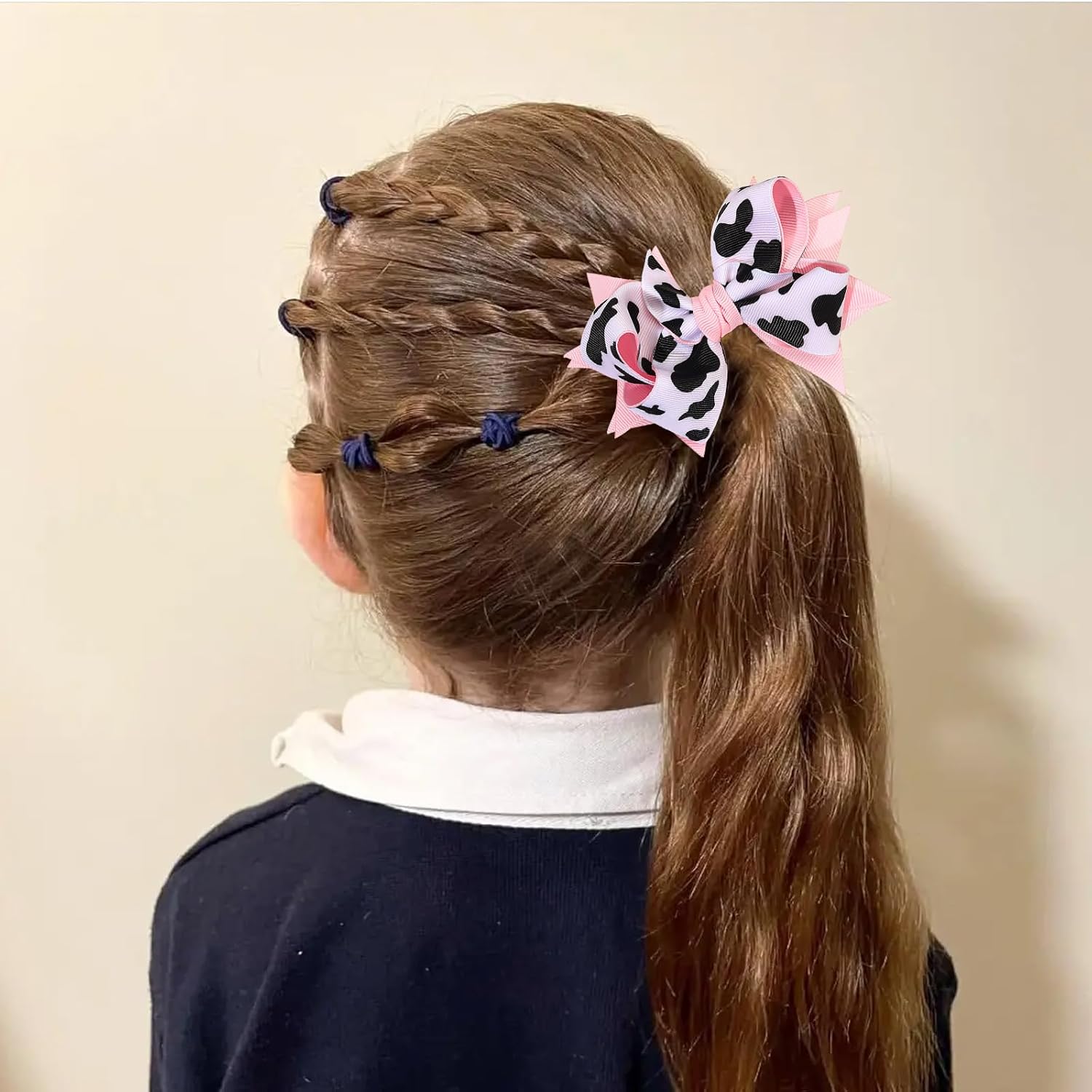 2PCS Bow Hair Clip,Cow Print Hair Bow Clips for Girls,Hair Bows for Girls,Pink Cow Bow Alligator Clips Hair Accessories for Toddlers Children Birthday Party Outfit Decor Gift - Image 5