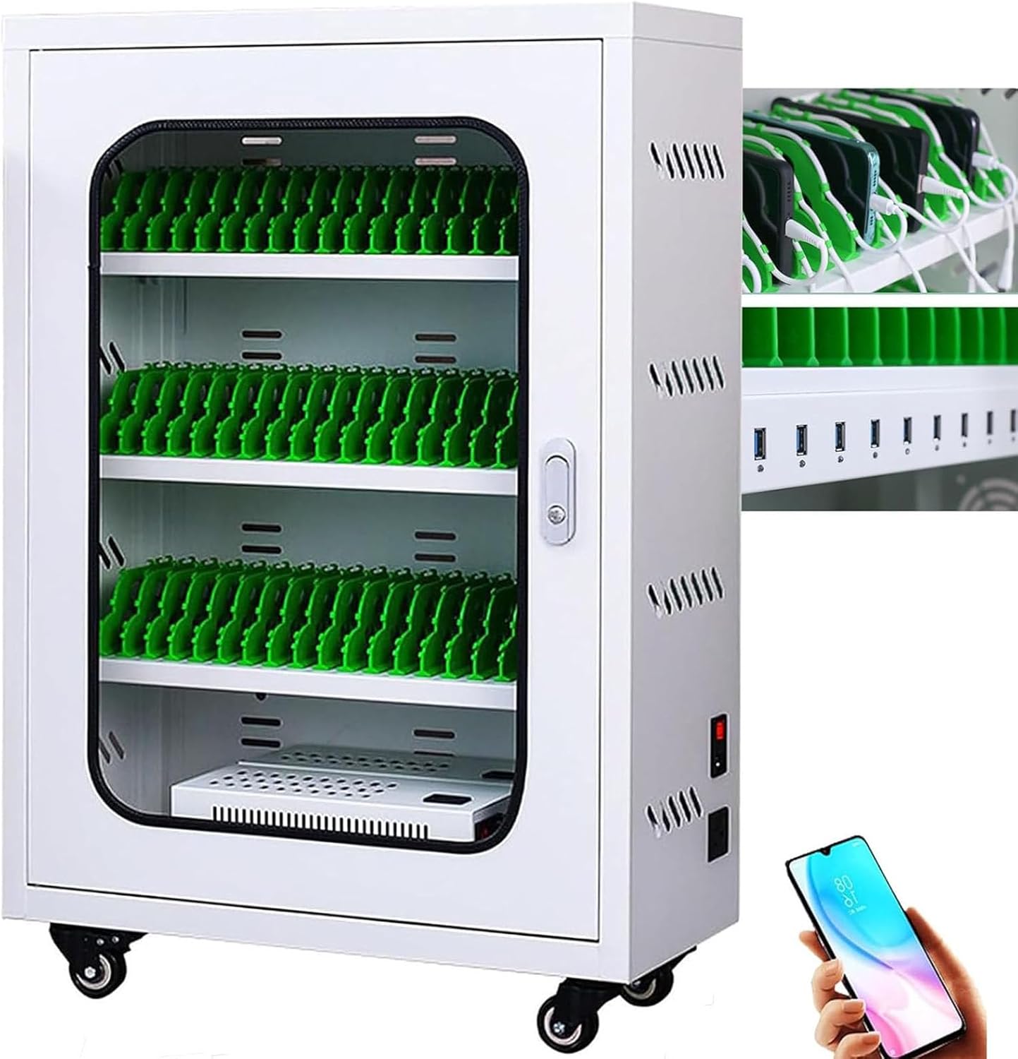 USB充電携帯電話キャビネット USB充電式携帯電話充電キャビネット、50/60ポートスマートフォン充電キャビネット、携帯電話および