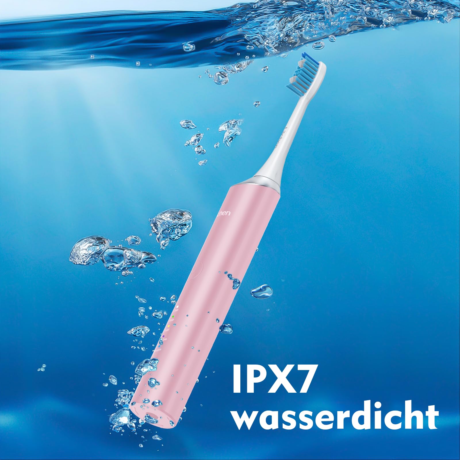Lächen Spazzolino da denti elettrico, 5 modalità, spazzolino elettrico sonico con custodia da viaggio, 4 testine di ricambio, timer da 2 minuti, ricarica USB per 60 giorni, IPX7, impermeabile, colore