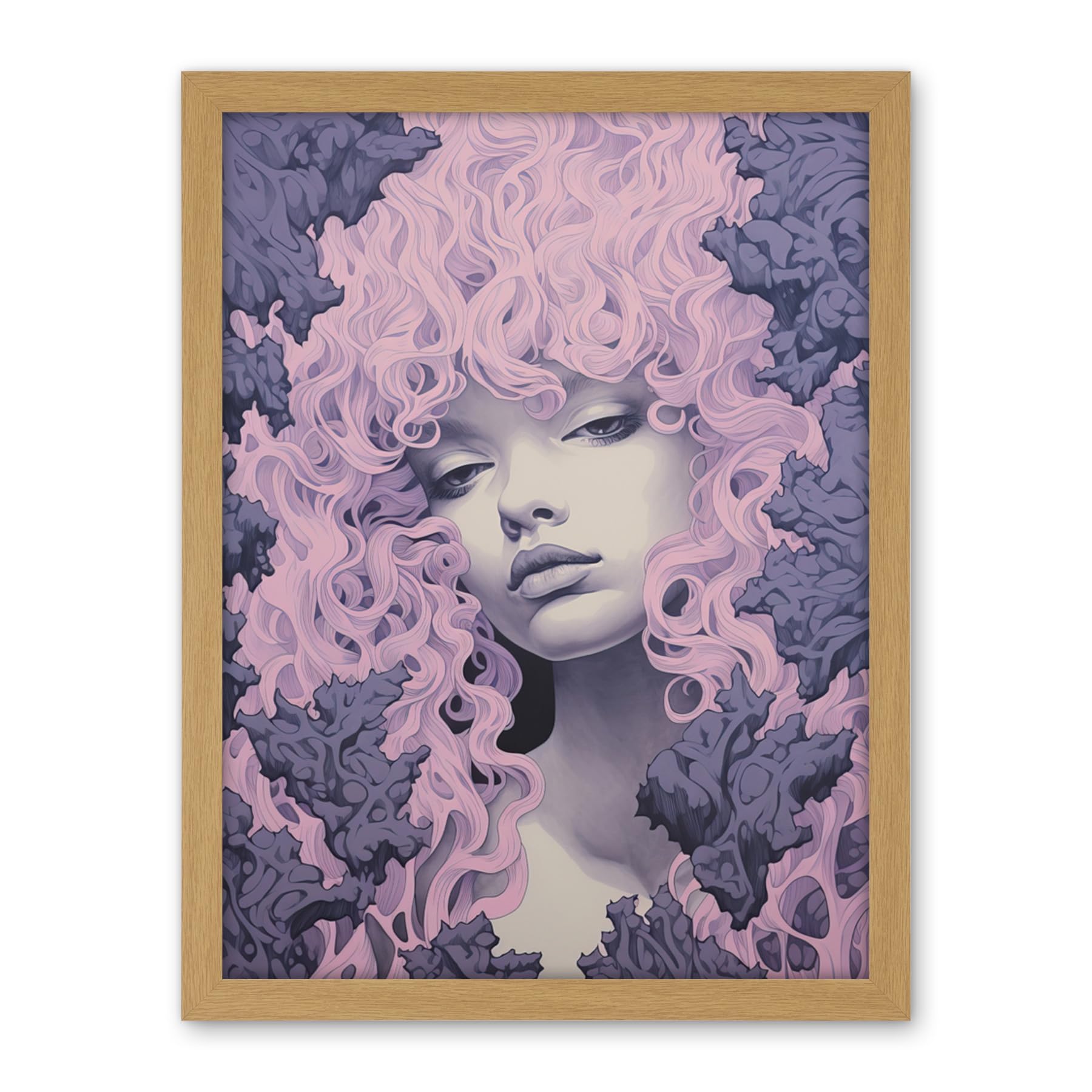 Artery8 Tree Nymph Lavender Purple Pink Woodland Forest Spirit Conceptual Artwork Framed Wall Art Print 18X24 Inch