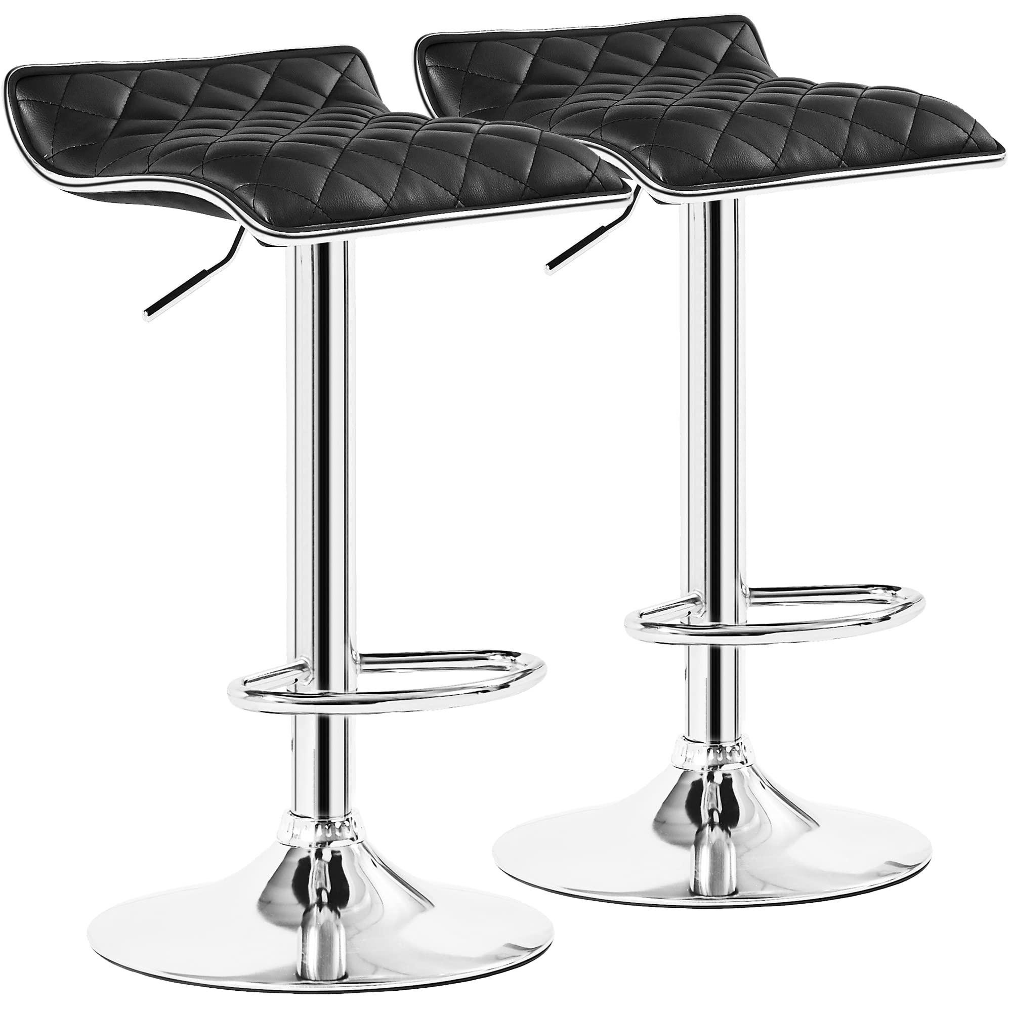 VECELO Adjustable Bar Stools, Bar Height Stools for Kitchen Counter, Bar Stools Set of 2, Black