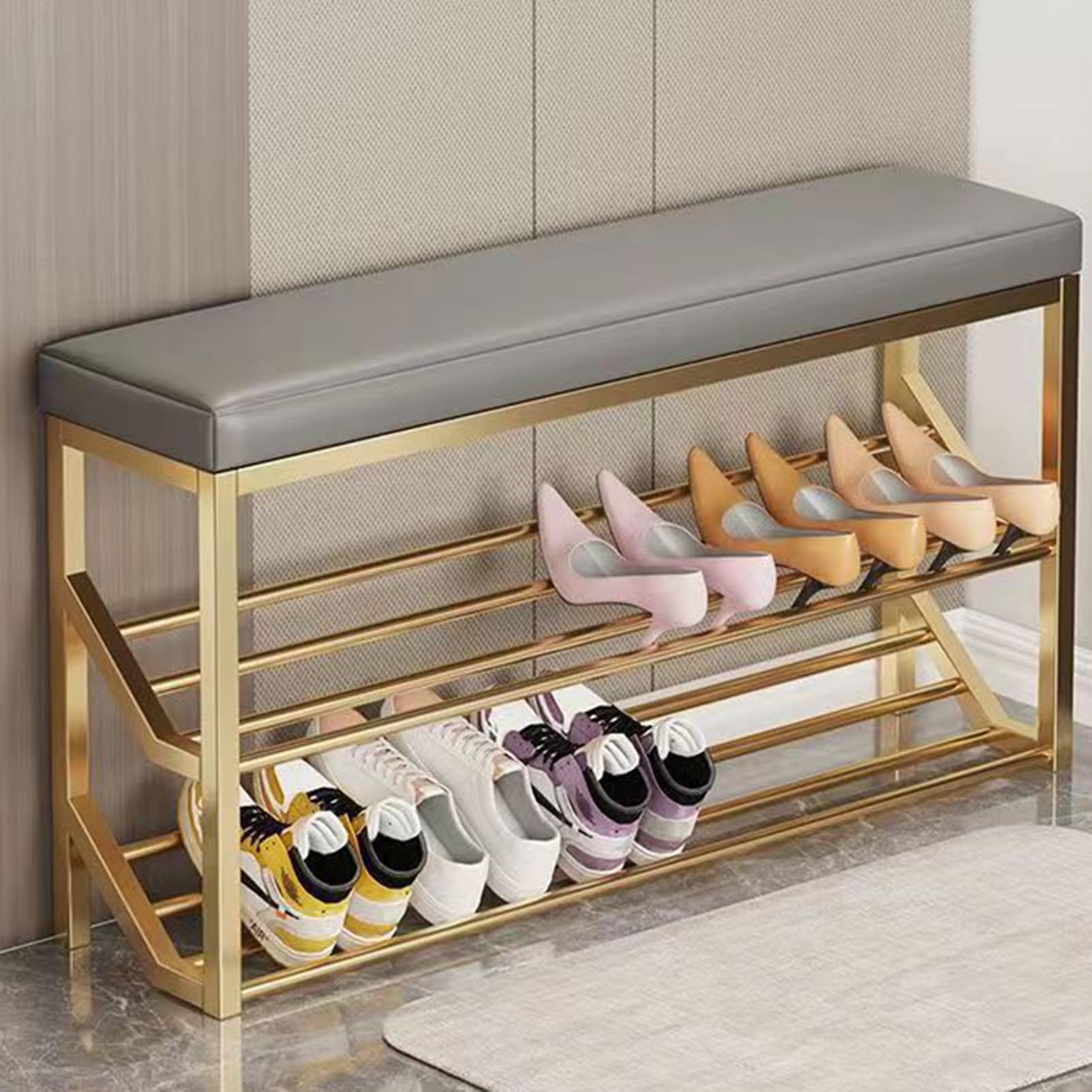 Banc de Rangement à Chaussures 80x20x48 cm Meuble Entrée Fin avec Assise