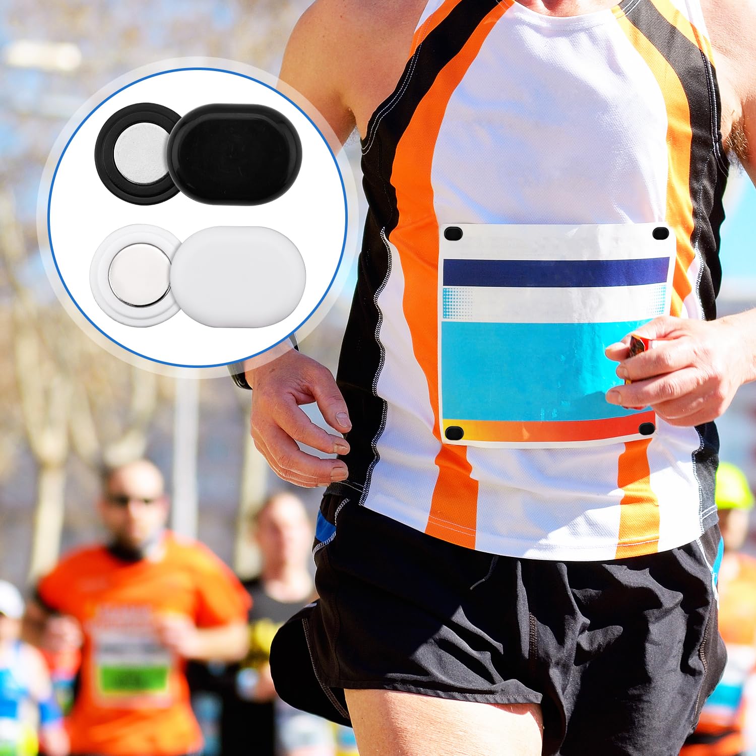 Gosknor 10 Paia di Magneti per Pettorali da Gara, Clip Magnetiche per Pettorali da Gara Fermagli per Pettorali Spille Magnetiche per Pettorali per Corsa Triathlon Ciclismo