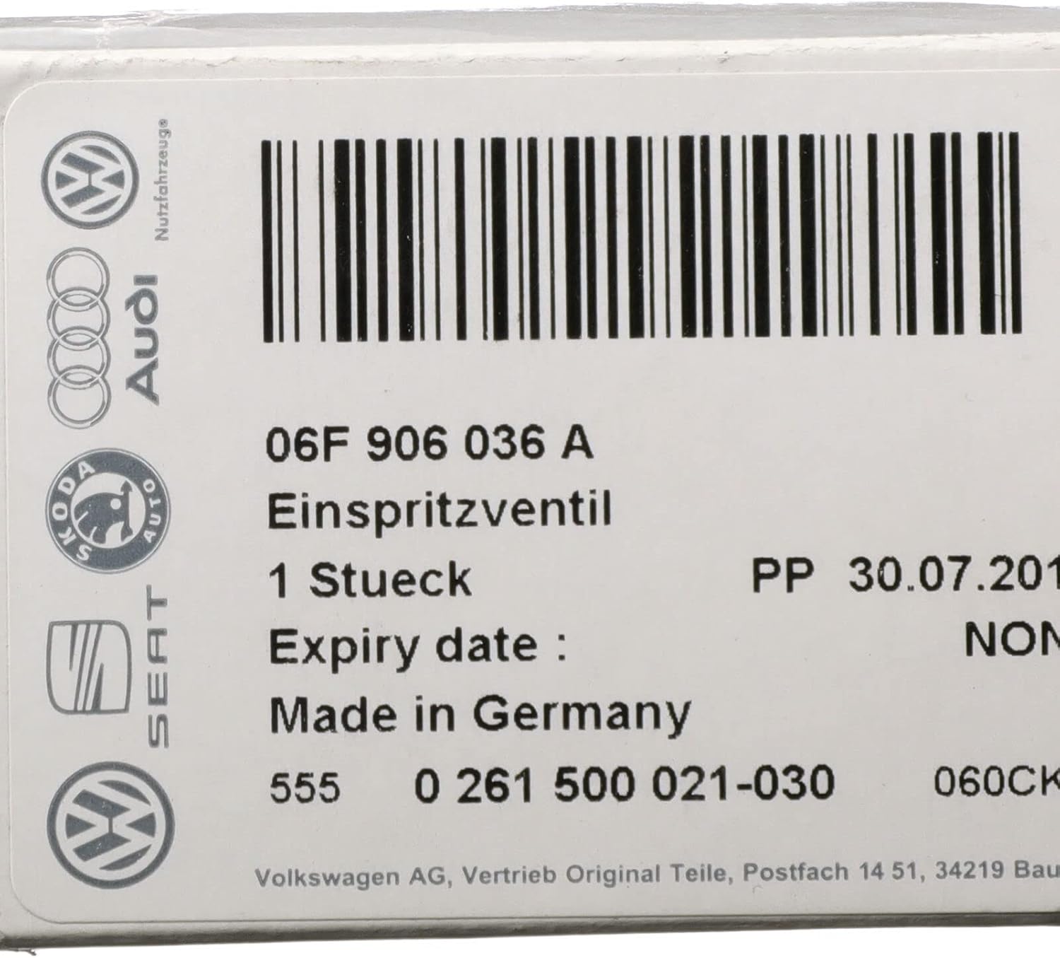 Volkswagen 06F 906 036 A, Fuel Injector