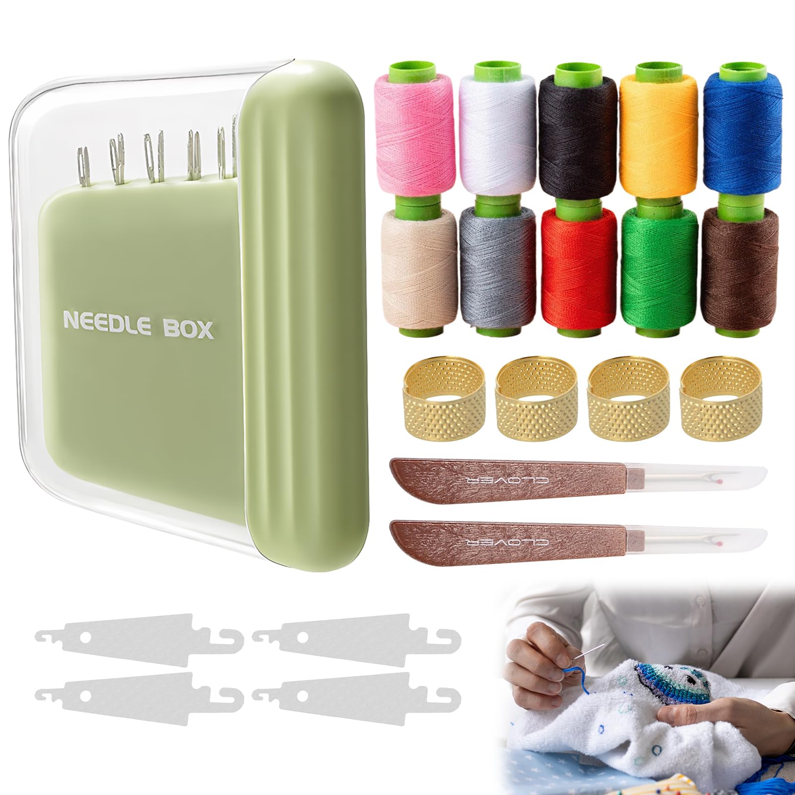 HEUIOP Sewing Tool Set with Stainless Steel Sewing Needles Multi-Purpose Needle and Thread Kit for Adults Beginners Adults Crafts Project(31PCS)