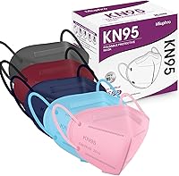Miuphro KN95 5-Ply Breathable Face Masks - Multicolor Disposable Respirators, Adjustable Fit, 25 Pack for Adults