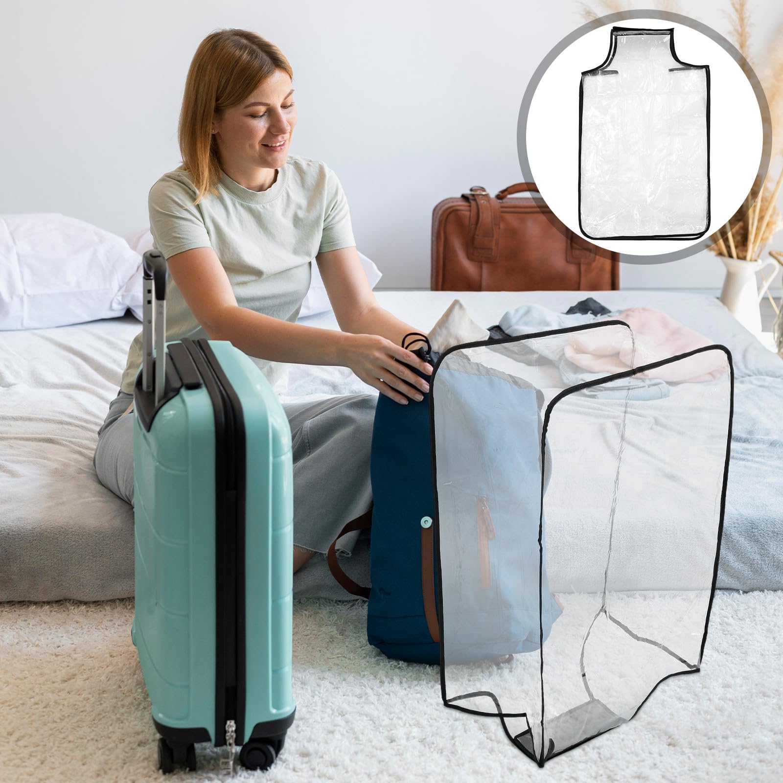 TEHAUX 2 Stück Pack PVC Kofferhüllen für Rollkoffer und Kratzfeste Gepäckschutzhüllen Faltbar und Kompakt für Reisen und Flughafen Sicherheitskontrollen