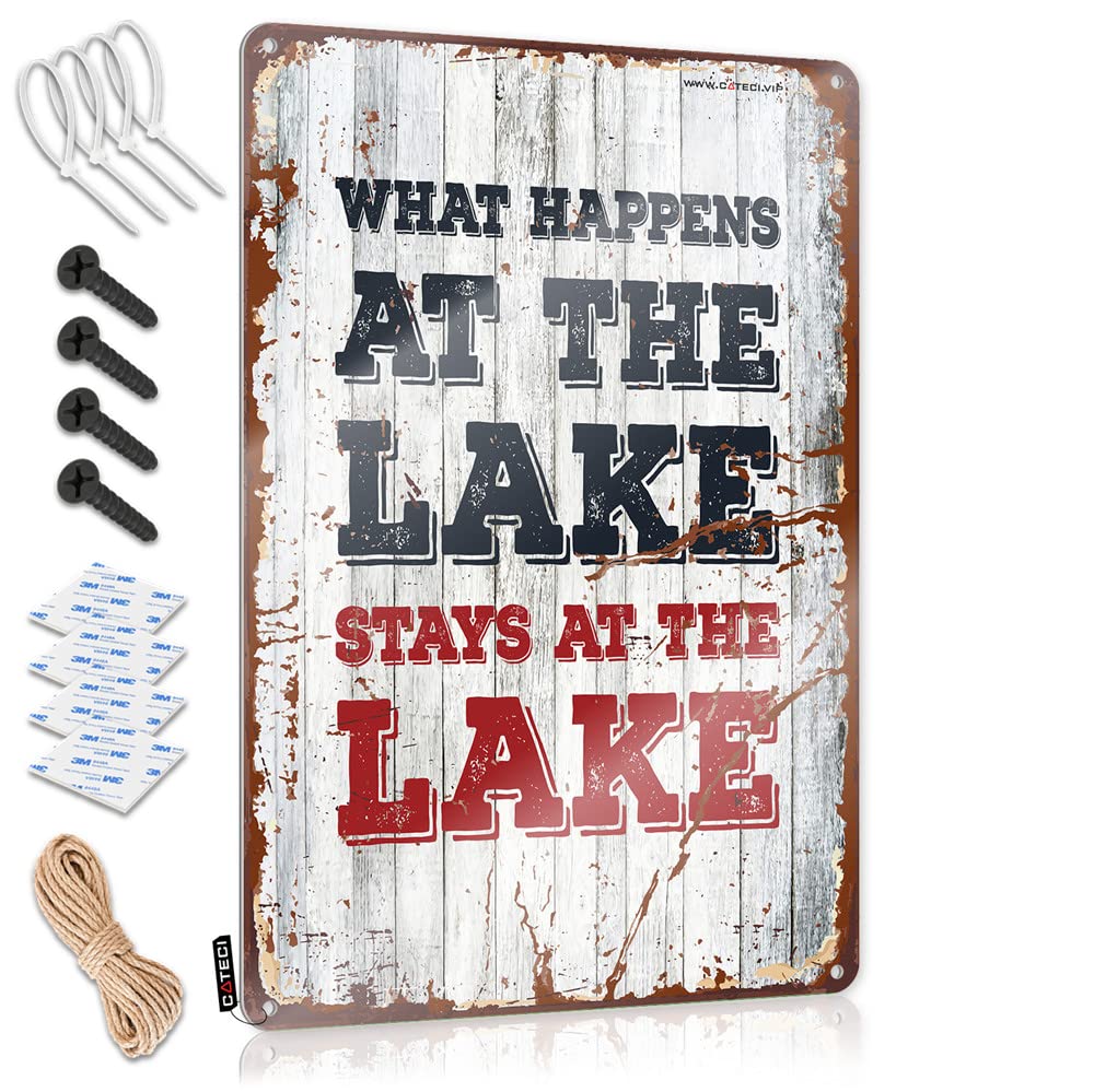Small Metal Tin What Happens At The Lake Stays At The Sign Tin Sign Decor Funny Decor For Bar(30X40CM)