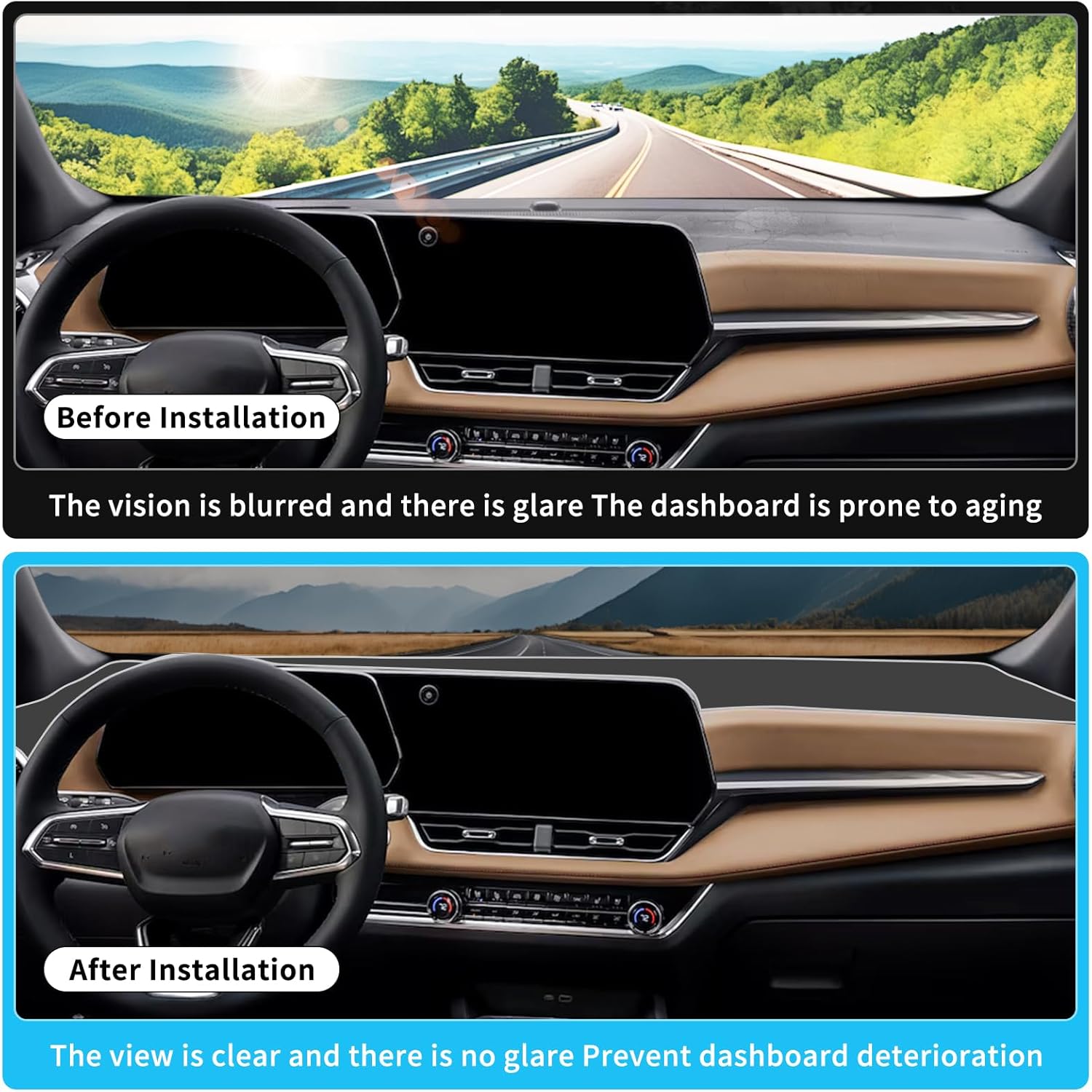 smabee Dashboard Cover Mat Compatible with Chevrolet Equinox 2025 2026 Dash Cover Flannel Dash Mat Sunshade Glare UV Rays Protector Accessories Black