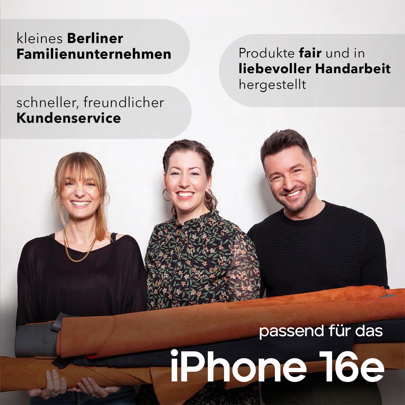 WIIUKA Funda para iPhone 16e, piel de Alemania, funda de piel extrafina, funda premium para teléfono móvil, funda Qi, marrón vintage