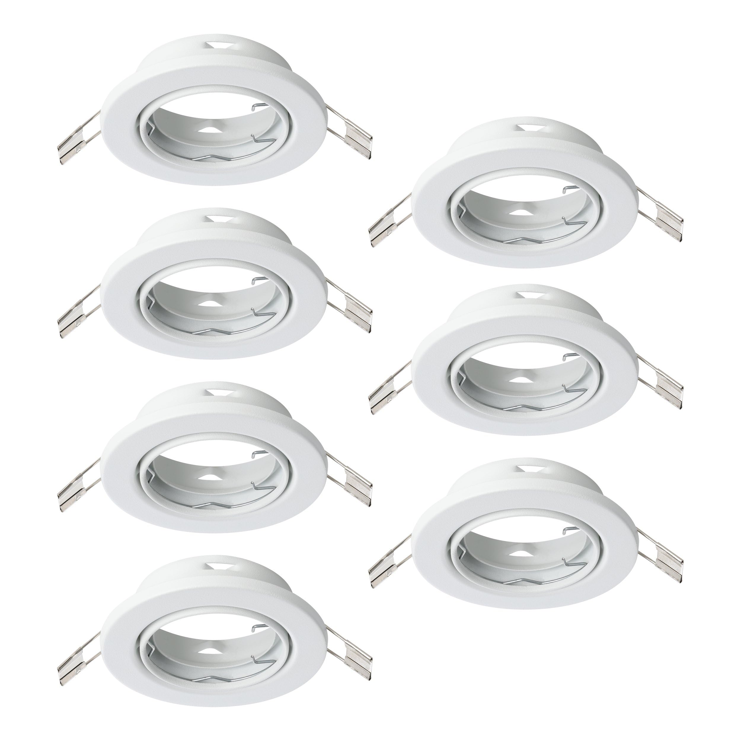 Eglo Set of 7 recessed spotlights Agulo, Swivel Ceiling Lights, Round Spots Without Bulbs, White Steel Lamps, GU10 Base, Ø 8.6 cm