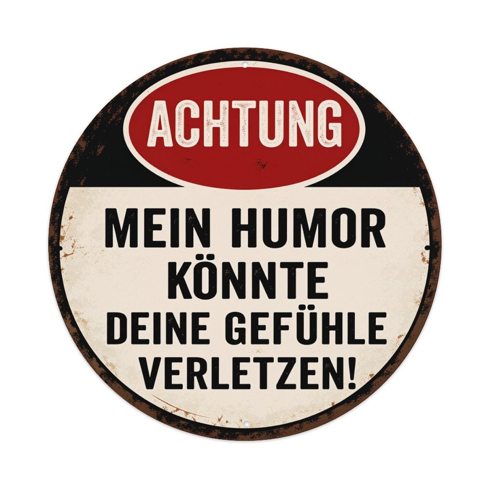 Attention My Humor Could Hurt Your Feelings Round Tin Sign Vintage Style Metal Sign Home Bar Garden Wall Plaque Decor Metal Poster 8x8 Inch