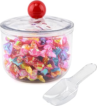 30oz Plastic Candy Jar, Airtight Lid & Spoon, Perfect for Cookies, Office & Party Buffet