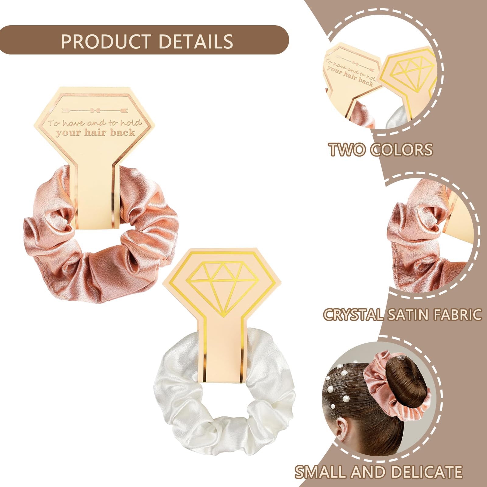10 PCS Satin Scrunchies, Hair Scrunchies for Girls Bridesmaid Gift - Image 3