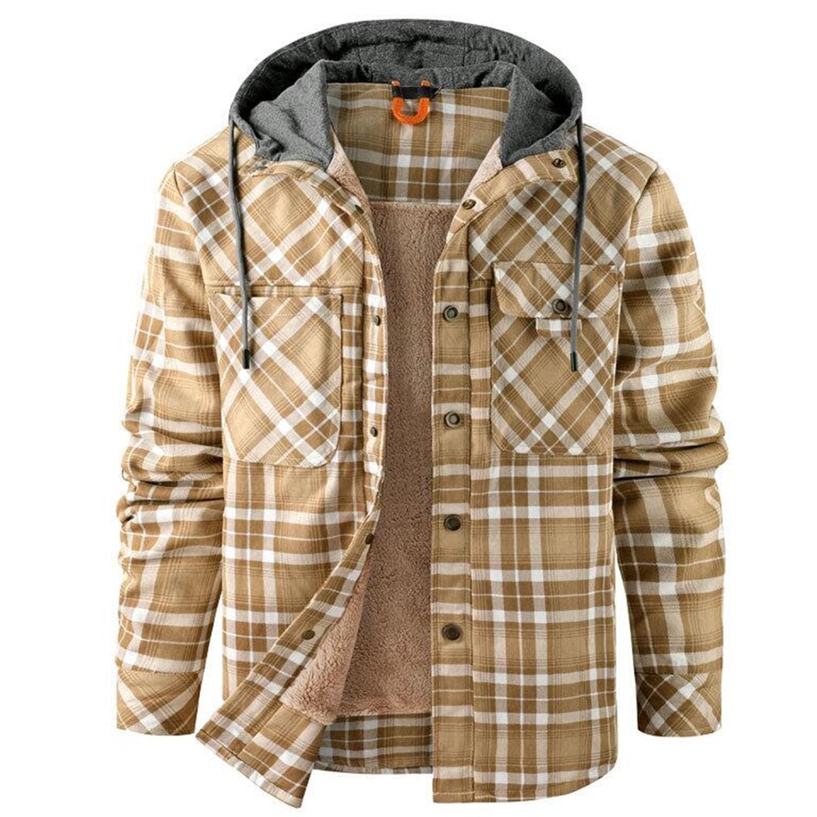 Pull à capuche avec fermeture éclair et doublure polaire style bûcheron