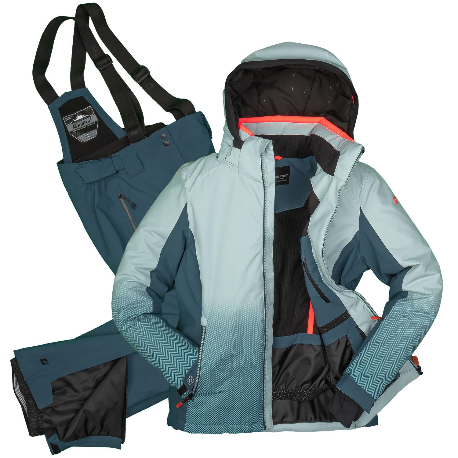 Killtec Damen Skianzug Set - Damen Skijacke und Damen Skihose wasserdicht und atmungsaktiv - 10000mm Wassersäule - PFC frei - Skijacke mit Schneefang, Skihose mit Kantenschutz