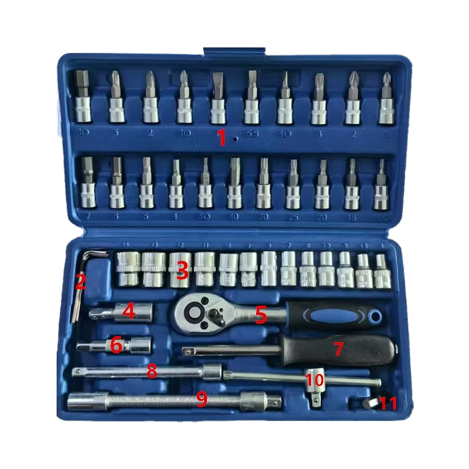 Tournevis à cliquet rotatif compact 46 pièces pour vis et accessoires de voiture