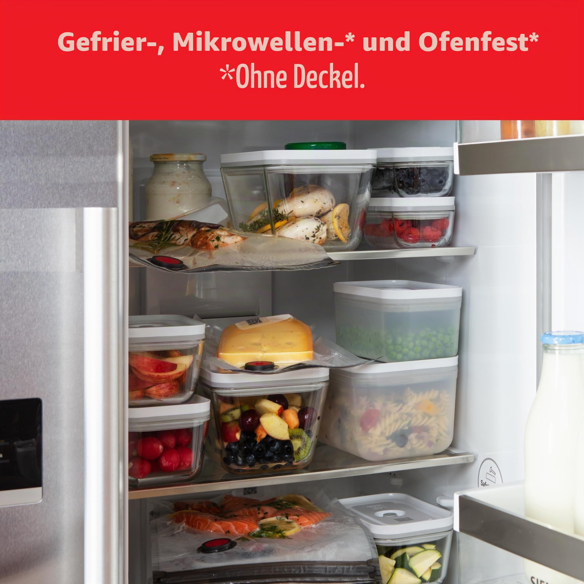 ZWILLING Fresh & Save Vakuumbehälter aus Glas, für Lebensmittel, kleine und große Behälter, 3 Stück