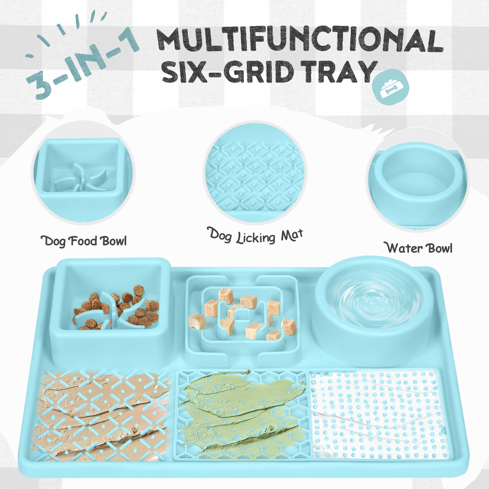 Slow Feeder Bowl Anti-slip Licking Mat for Medium Dogs and Puppies Slow Feeding Lick Mat for Dogs and Cats Training Anxiety Boredom Relief (Green) - Image 2